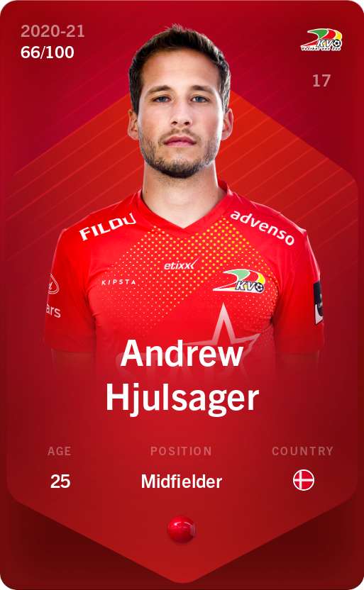 Sorare - Sorare Official - Andrew Hjulsager 2020-21 • Rare 66/100 - NFT # 111651518253123322820170898475497296419487415516102183113054318461274687274172