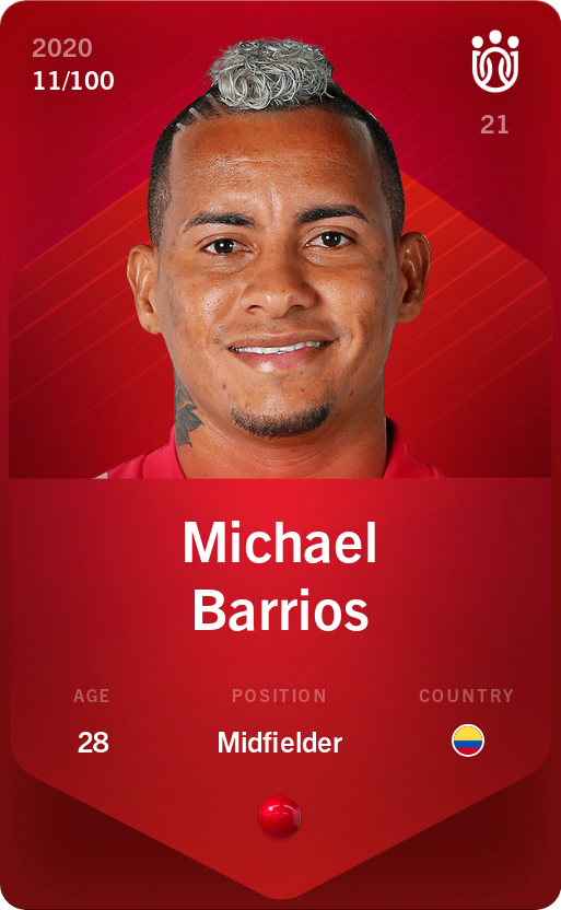 Sorare - Sorare Official - Michael Barrios 2020-21 • Rare 11/100 - NFT # 65222850600199705166936092020663325404010930306249184925088745411287652063169
