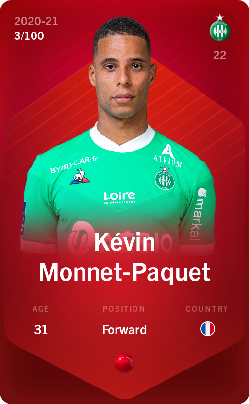 Sorare - Sorare Official - Kévin Monnet-Paquet 2020-21 • Rare 3/100 - NFT # 68225880750435894841174256064682506579603308571083092027609918372228677759935