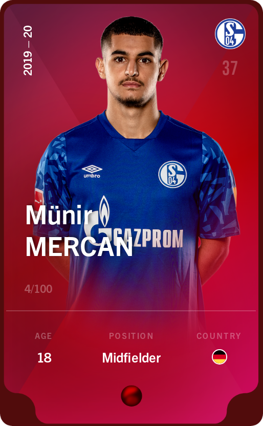 Sorare - Sorare Official - Münir Mercan 2019-20 • Rare 4/100 - NFT # 93120364685890815364731054950955336149636121963559230920121553638428262563162