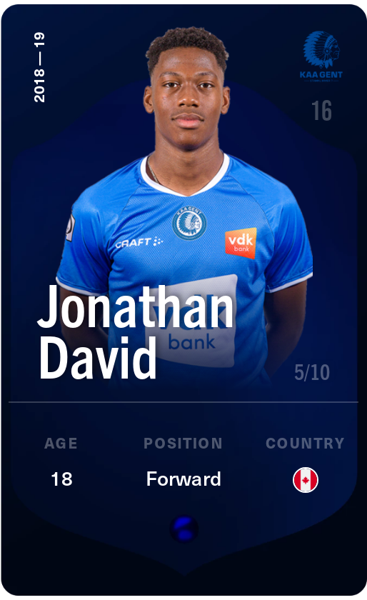 Sorare - Sorare Official - Jonathan David 2018-19 • Super Rare 5/10 - NFT # 32109128429717577794728030136339896278543792628125554472436517681151843594537