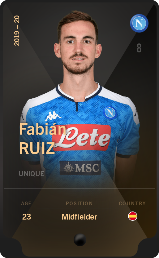 Sorare - Sorare Official - Fabián Ruiz 2019-20 • Unique - NFT # 80564595975454981107301668502464105790843491728365749805886894126576232297629