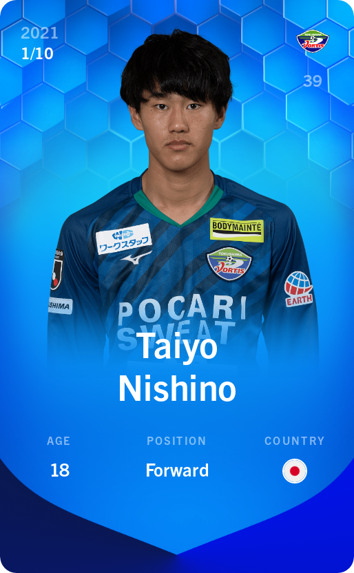 Sorare - Sorare Official - Taiyo Nishino 2021-22 • Super Rare 1/10 - NFT # 48716600851380437113053540874870146998718972008458574859976773779807167869773