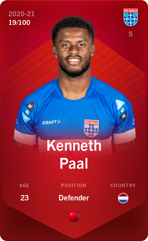 Sorare - Sorare Official - Kenneth Paal 2020-21 • Rare 19/100 - NFT # 52005454440153628783123775505063059325928099011210467998225112895516014357344