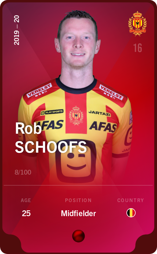 Sorare - Sorare Official - Rob Schoofs 2019-20 • Rare 8/100 - NFT # 5313427515740034548092387710006860059054031049895157686966206384916647367609