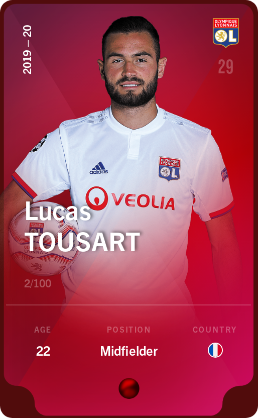 Sorare - Sorare Official - Lucas Tousart 2019-20 • Rare 2/100 - NFT # 17808287970643462655019781901720428131222832700794496533714547620046120868263