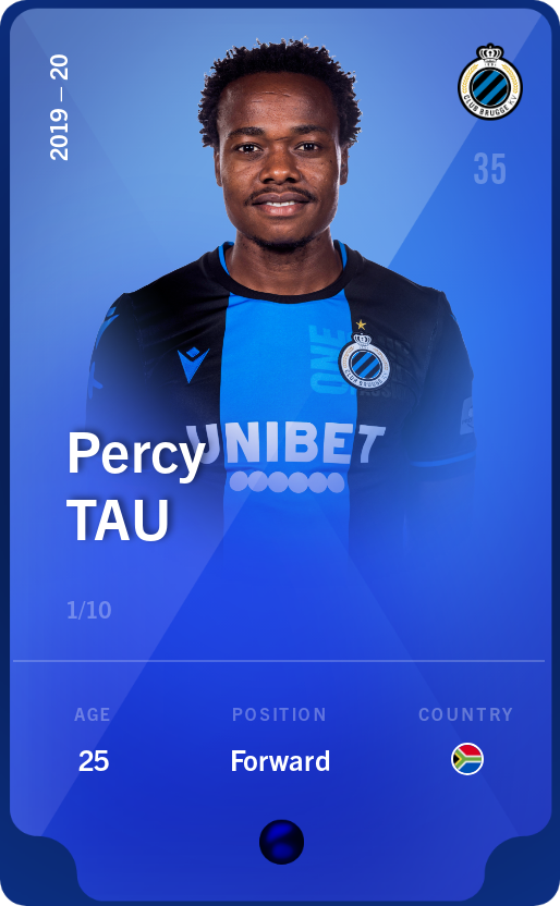 Sorare - Sorare Official - Percy Tau 2019-20 • Super Rare 1/10 - NFT # 47403342915144253432994759370147766262140689839695439265062120651080042163898