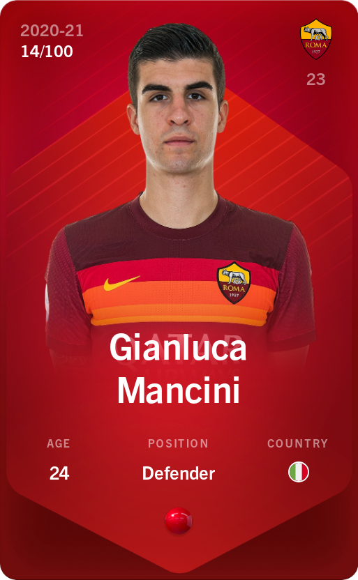Sorare - Sorare Official - Gianluca Mancini 2020-21 • Rare 14/100 - NFT # 109357917213308209408395620933419325811022888209771170727065406718954329537950