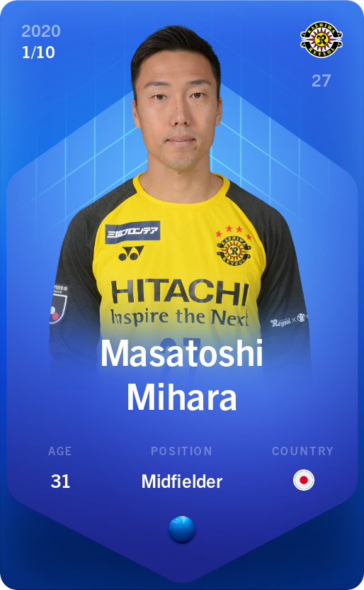 Sorare - Sorare Official - Masatoshi Mihara 2020-21 • Super Rare 1/10 - NFT # 74477010274058438174373694636355561018975202879166580086168687146991926781704