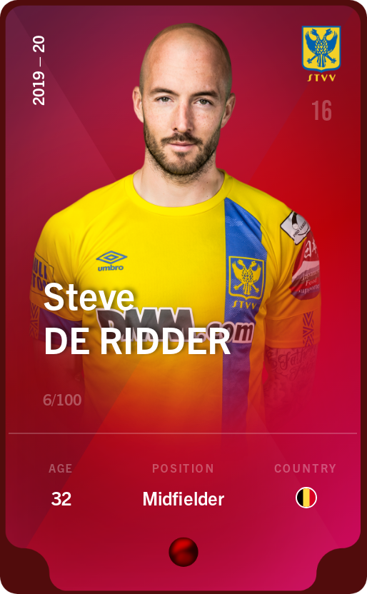 Sorare - Sorare Official - Steve De Ridder 2019-20 • Rare 6/100 - NFT # 23563620263763094845046466844308469487527876926443024690449578885357081798813