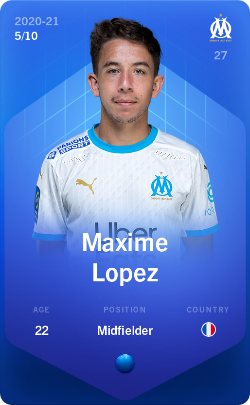 Sorare - Sorare Official - Maxime Lopez 2020-21 • Super Rare 5/10 - NFT # 110486412450464777455346449533971662358146161822360616660542918116090527624428