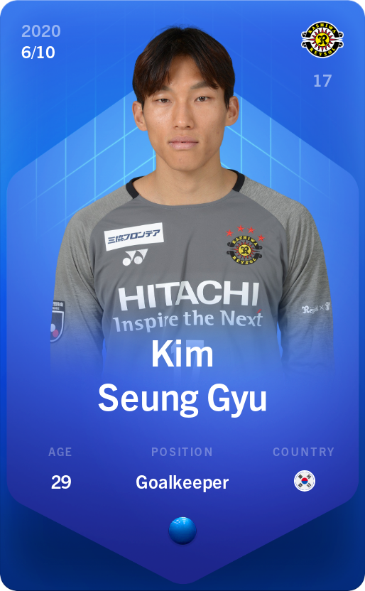 Sorare - Sorare Official - Kim Seung Gyu 2020-21 • Super Rare 6/10 - NFT # 37663686582180669040825608626480172523251436208320718275834491999218190045334