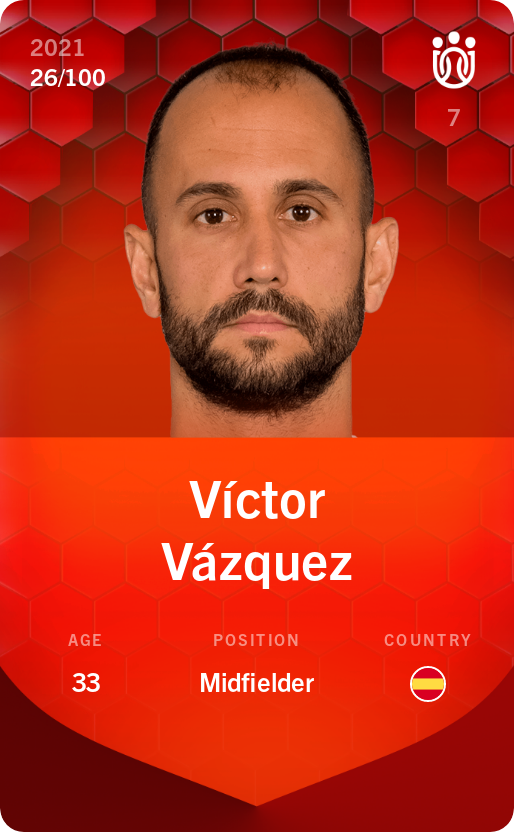 Sorare - Sorare Official - Víctor Vázquez 2021-22 • Rare 26/100 - NFT # 25238015728327663890777903003256282442106178631256066099799399156473963820983