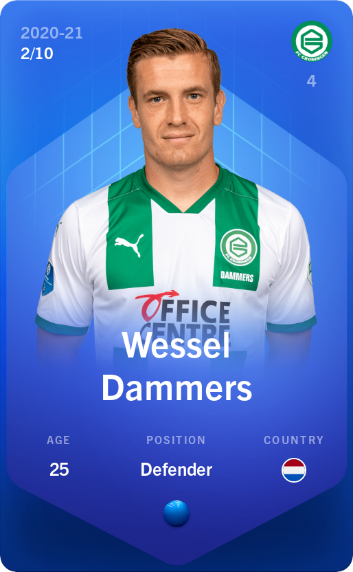 Sorare - Sorare Official - Wessel Dammers 2020-21 • Super Rare 2/10 - NFT # 94864572557837533154421704511450053396677845657237583251097953560380134373142