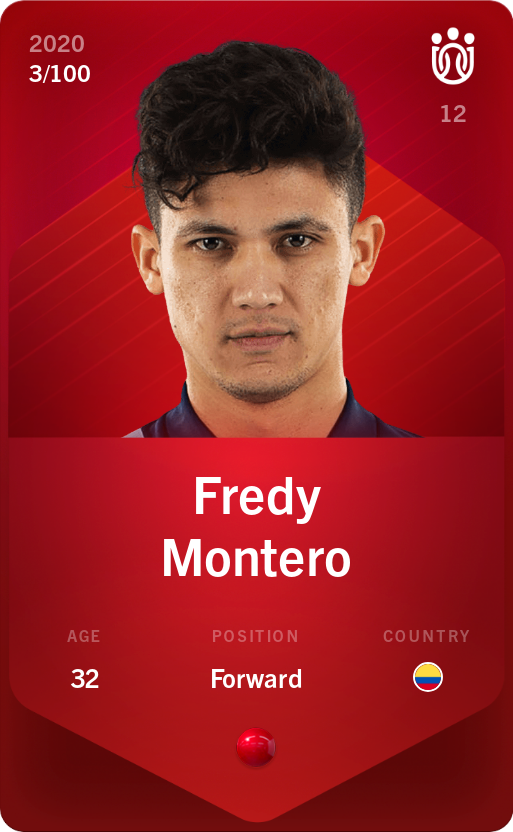 Sorare - Sorare Official - Fredy Montero 2020-21 • Rare 3/100 - NFT # 59922586824634575903879471186610482388131928598523750599760280724561251976504