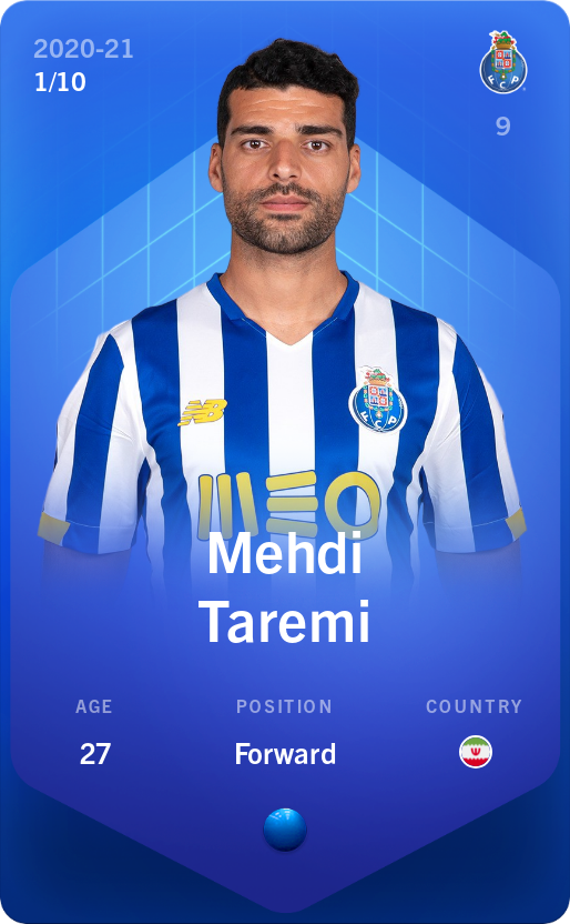 Sorare - Sorare Official - Mehdi Taremi 2020-21 • Super Rare 1/10 - NFT # 98607582575389259718676090745517001116116136424433452660153557208503018734244