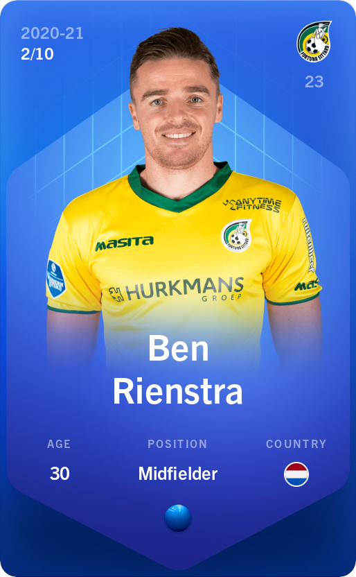 Sorare - Sorare Official - Ben Rienstra 2020-21 • Super Rare 2/10 - NFT # 110293763784538929182283643932401676874128172259026036900252745119541691054415