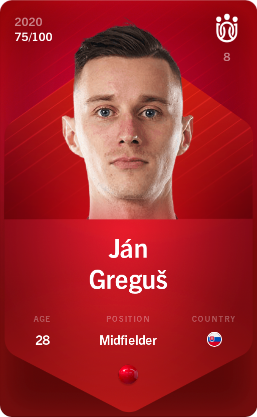 Sorare - Sorare Official - Ján Greguš 2020-21 • Rare 75/100 - NFT # 111461768867965684589629146085158062899664664331306655011005870636847122944372