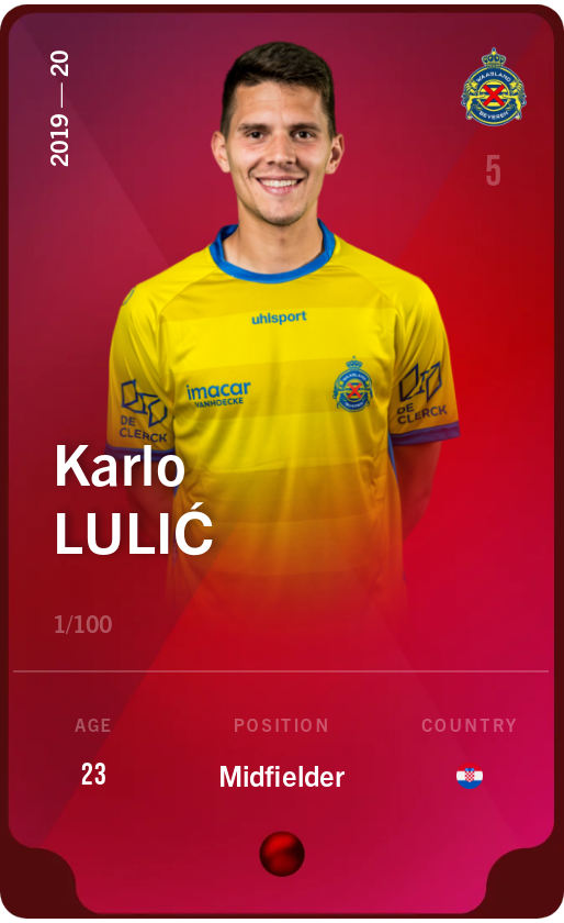Sorare - Sorare Official - Karlo Lulić 2019-20 • Rare 1/100 - NFT # 106421723255901858018181857624389316560185559660553144444358734257592760276077
