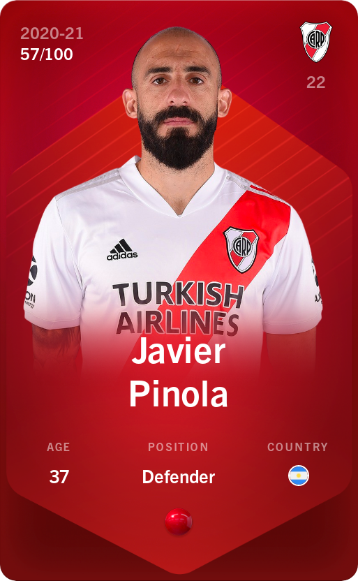 Sorare - Sorare Official - Javier Pinola 2020-21 • Rare 57/100 - NFT # 40052224064958835927645887564897968089832972386027911182639272319919186001513