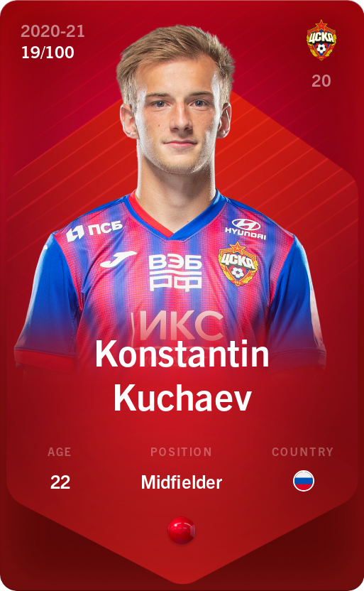 Sorare - Sorare Official - Konstantin Kuchaev 2020-21 • Rare 19/100 - NFT # 48177890352894950923194071905509923445365581894759501504429413319318283134880