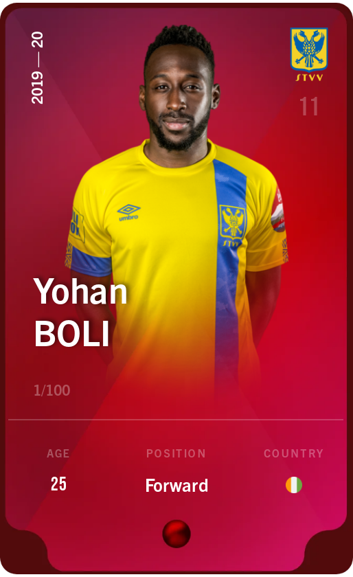 Sorare - Sorare Official - Yohan Boli 2019-20 • Rare 1/100 - NFT # 114832696455013094210222602316176135016374280586192734324461681863707799276408