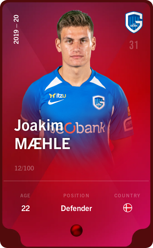 Sorare - Sorare Official - Joakim Mæhle 2019-20 • Rare 12/100 - NFT # 22624308732260339998578020704894958303994234407727188999170196615195410563787