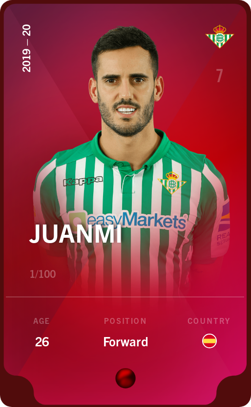 Sorare - Sorare Official - Juanmi 2019-20 • Rare 1/100 - NFT # 34228980476914817116202978633877979938816291103907416669644769457548367949419
