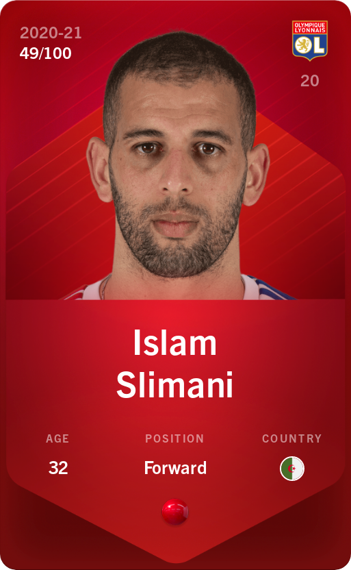 Sorare - Sorare Official - Islam Slimani 2020-21 • Rare 49/100 - NFT # 77900410721634295245210743652287929937770236307682206949842682449286819513581