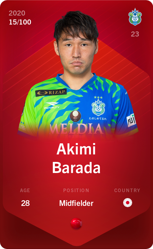 Sorare - Sorare Official - Akimi Barada 2020-21 • Rare 15/100 - NFT # 91291154576606560522837429654920587287982055686871455467807779502899550347739