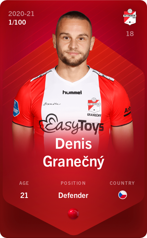 Sorare - Sorare Official - Denis Granečný 2020-21 • Rare 1/100 - NFT # 115698129970839993106919803561868377860375475692048518938107829010952204523243