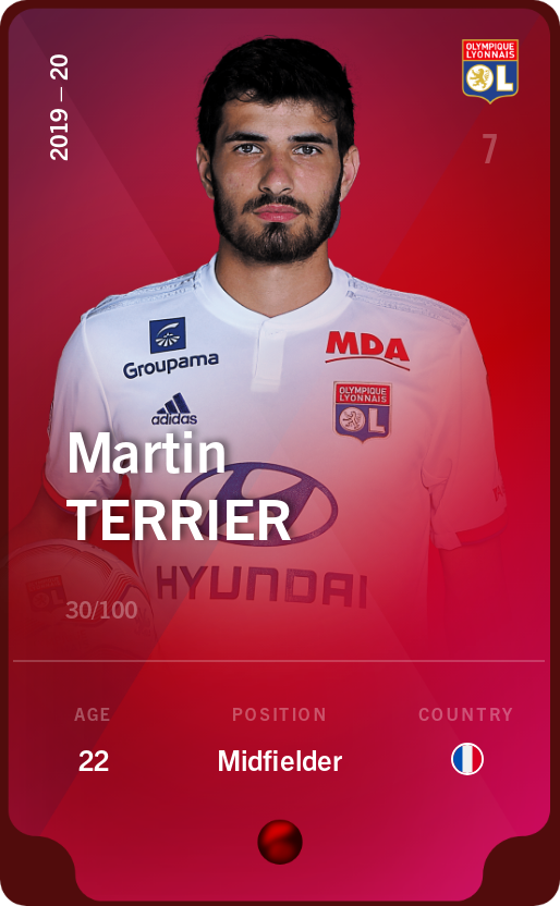 Sorare - Sorare Official - Martin Terrier 2019-20 • Rare 30/100 - NFT # 87503498187497542690064055494744940235920339960126725784515427495065253506505