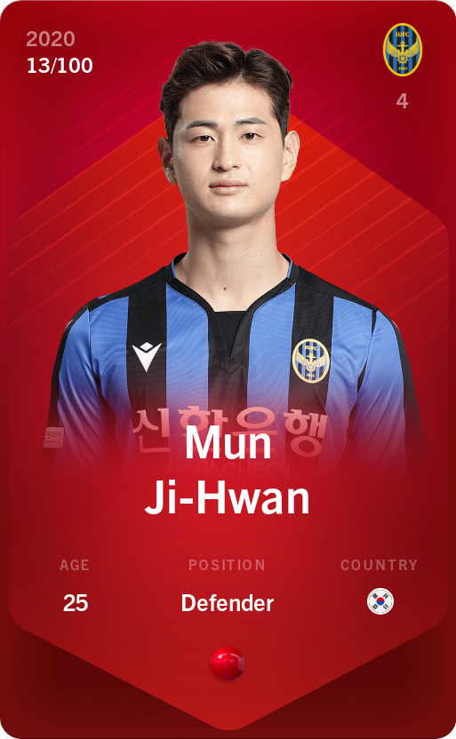 Sorare - Sorare Official - Mun Ji-Hwan 2020-21 • Rare 13/100 - NFT # 37416222790501508992129998449799226891054662742629161380169676814084690926812
