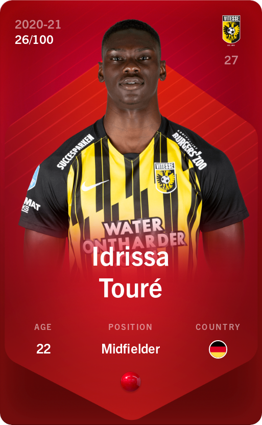 Sorare - Sorare Official - Idrissa Touré 2020-21 • Rare 26/100 - NFT # 54718592928789362547502885207192281692981509731526155982010839595620975438237