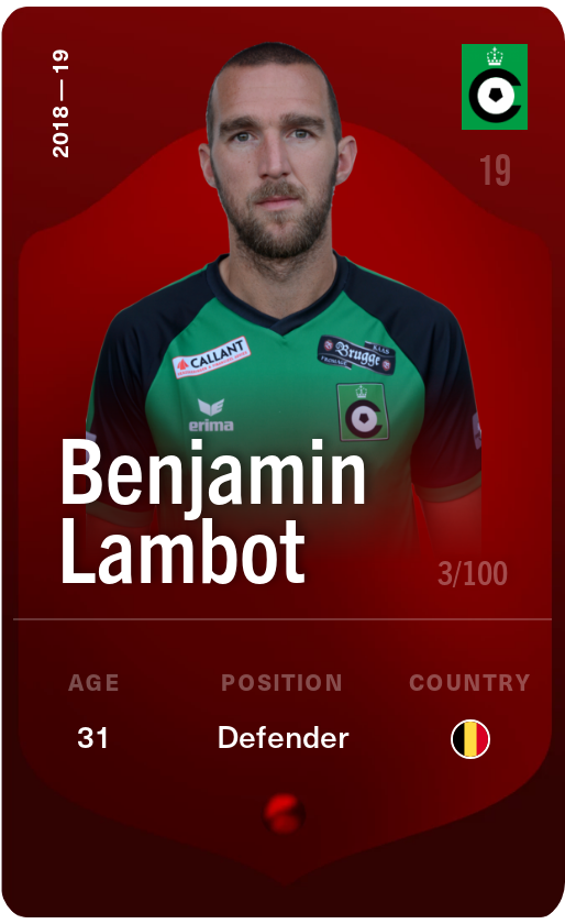 Sorare - Sorare Official - Benjamin Lambot 2018-19 • Rare 3/100 - NFT # 52478839758837585169866060140086172129642625464576803105202441768217295929902