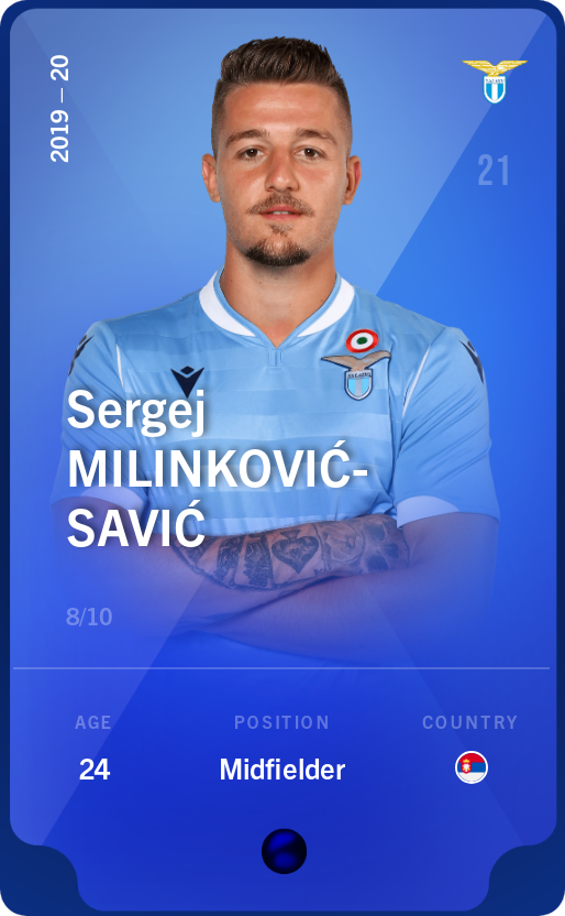 Sorare - Sorare Official - Sergej Milinković-Savić 2019-20 • Super Rare 8/10 - NFT # 58142072025455524066439766934176131561812494584704611997813873681224851406433