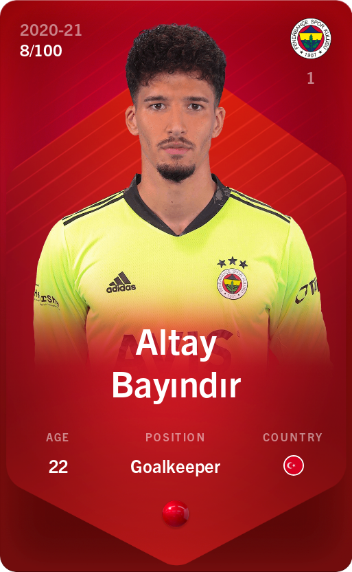 Sorare - Sorare Official - Altay Bayındır 2020-21 • Rare 8/100 - NFT # 17191867795580678640057130107483391520197098873812261943226364140238652067912