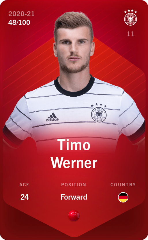 Sorare - Sorare Official - Timo Werner 2020-21 • Rare 48/100 - NFT # 77881081005601762349609465937270110510919927977425811616196908473132671465013