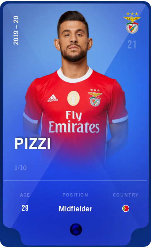 Sorare - Sorare Official - Pizzi 2019-20 • Super Rare 1/10 - NFT # 49534503208151532699608103466774635655014044620168736372107010749280543775787