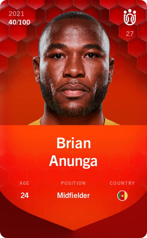Sorare - Sorare Official - Brian Anunga 2021-22 • Rare 40/100 - NFT # 38461172437860262581117183711139458488956603025085490990349887629094859200847
