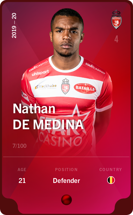 Sorare - Sorare Official - Nathan De Medina 2019-20 • Rare 7/100 - NFT # 106189481894356417907413372068237097842717597852562426467586567260317690358924