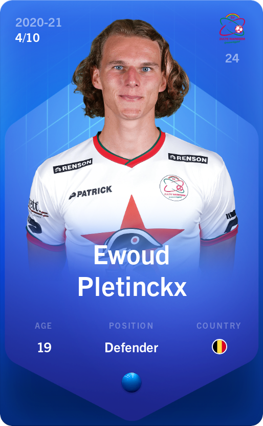 Sorare - Sorare Official - Ewoud Pletinckx 2020-21 • Super Rare 4/10 - NFT # 91446161328972983888706040620505428324407331876036615905600836545837355078257