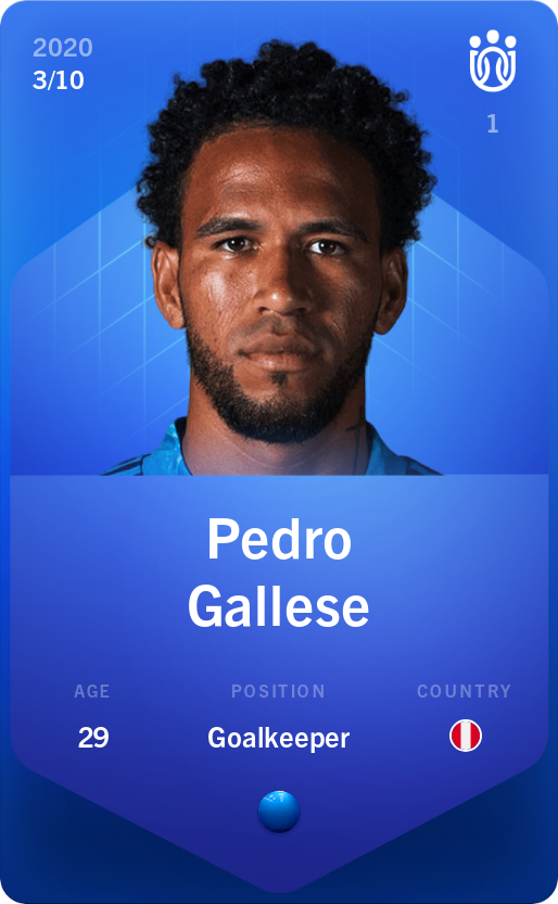 Sorare - Sorare Official - Pedro Gallese 2020-21 • Super Rare 3/10 - NFT # 17383560284318012447367812077921600677499011188243617463351630509435499035256