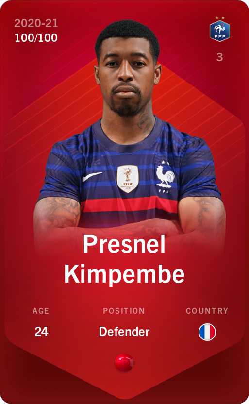Sorare - Sorare Official - Presnel Kimpembe 2020-21 • Rare 100/100 - NFT # 21522537612952930775602347266434812400073416039800824368025800210421360385833