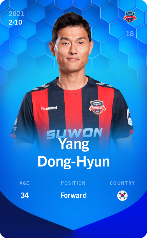 Sorare - Sorare Official - Yang Dong-Hyun 2021-22 • Super Rare 2/10 - NFT # 30366617511734834592989313338938631208889739519520092874643890237673558156737