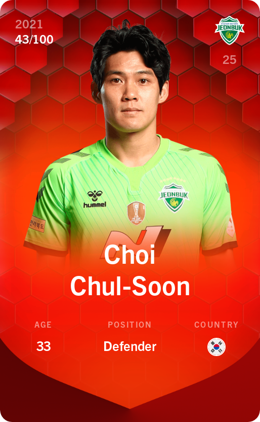 Sorare - Sorare Official - Choi Chul-Soon 2021-22 • Rare 43/100 - NFT # 62716758084890892124708596502672312700364047297827210394675295045434447102637
