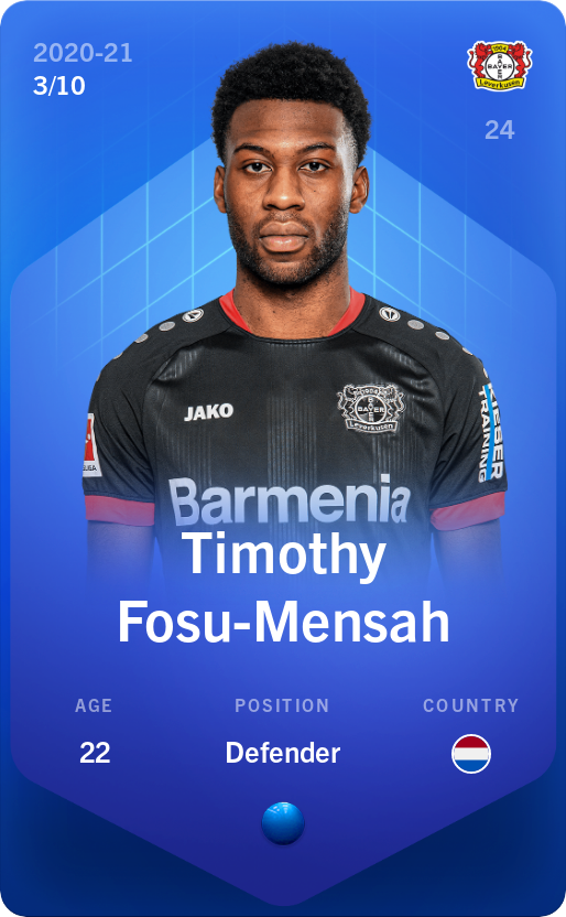 Sorare - Sorare Official - Timothy Fosu-Mensah 2020-21 • Super Rare 3/10 - NFT # 81892555087518510308895727263552141301549706524108447189542379343898388657709