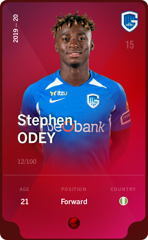 Sorare - Sorare Official - Stephen Odey 2019-20 • Rare 12/100 - NFT # 92518565959441109659172731580398999918500224793559924989773060578203239989424