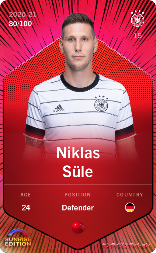 Sorare - Sorare Official - Niklas Süle 2020-21 • Rare 80/100 - NFT # 28000570125614634827747622949097323233099488854637124497511708539665979808178