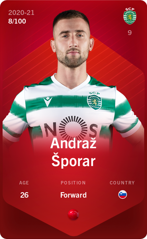 Sorare - Sorare Official - Andraž Šporar 2020-21 • Rare 8/100 - NFT # 18782763436071845693131245563021690740051304173297505946030489593944583974890